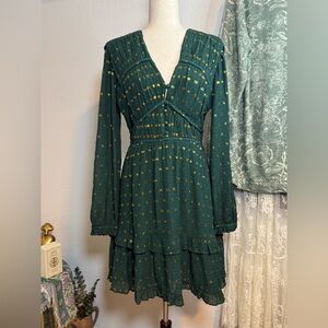 NWT Scotch & Soda Emerald and Gold Dress $248